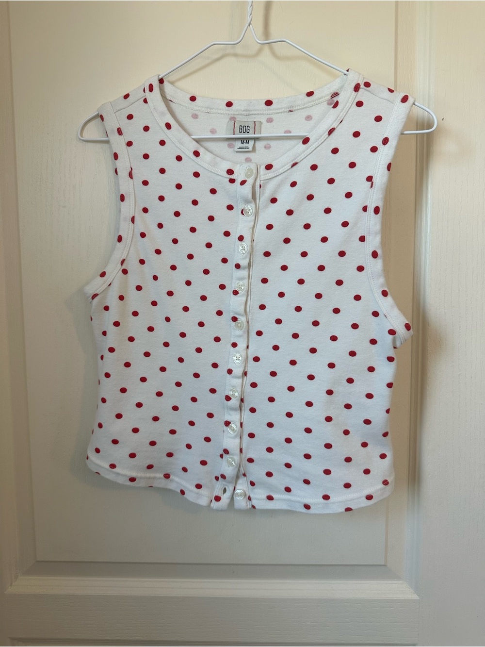 BDG White Tank Top with Red Polka Dots